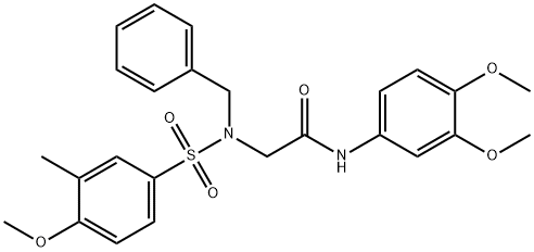 N~2~-benzyl-N-(3,4-dimethoxyphenyl)-N~2~-[(4-methoxy-3-methylphenyl)sulfonyl]glycinamide Structural