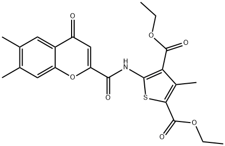 diethyl 5-(6,7-dimethyl-4-oxo-4H-chromene-2-carboxamido)-3-methylthiophene-2,4-dicarboxylate Structural