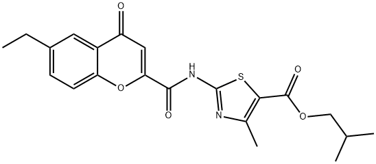 isobutyl 2-(6-ethyl-4-oxo-4H-chromene-2-carboxamido)-4-methylthiazole-5-carboxylate Structural