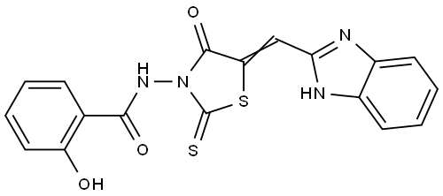 N-[(5Z)-5-(1H-benzimidazol-2-ylmethylidene)-4-oxo-2-sulfanylidene-1,3-thiazolidin-3-yl]-2-hydroxybenzamide Structural
