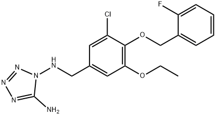 N~1~-{3-chloro-5-ethoxy-4-[(2-fluorobenzyl)oxy]benzyl}-1H-tetrazole-1,5-diamine Structural