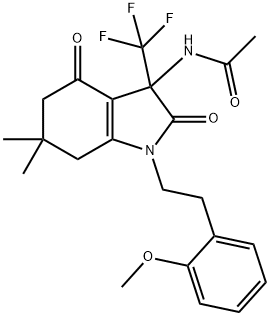 N-[1-[2-(2-methoxyphenyl)ethyl]-6,6-dimethyl-2,4-dioxo-3-(trifluoromethyl)-5,7-dihydroindol-3-yl]acetamide Structural