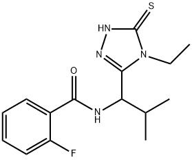 N-[1-(4-ethyl-5-sulfanylidene-1H-1,2,4-triazol-3-yl)-2-methylpropyl]-2-fluorobenzamide Structural