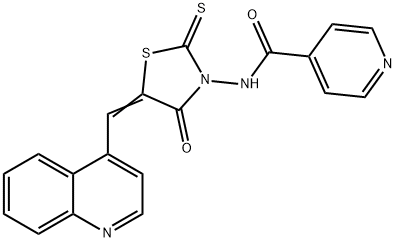 N-[(5Z)-4-oxo-5-(quinolin-4-ylmethylidene)-2-sulfanylidene-1,3-thiazolidin-3-yl]pyridine-4-carboxamide Structural