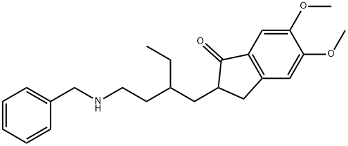 1H-Inden-1-one, 2-[2-ethyl-4-[(phenylmethyl)amino]butyl]-2,3-dihydro-5,6-dimethoxy- Structural Picture