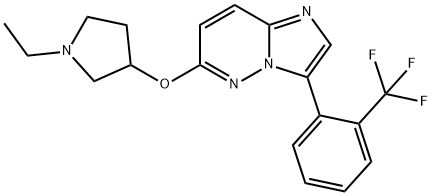 Imidazo[1,2-b]pyridazine, 6-[(1-ethyl-3-pyrrolidinyl)oxy]-3-[2-(trifluoromethyl)phenyl]- Structural
