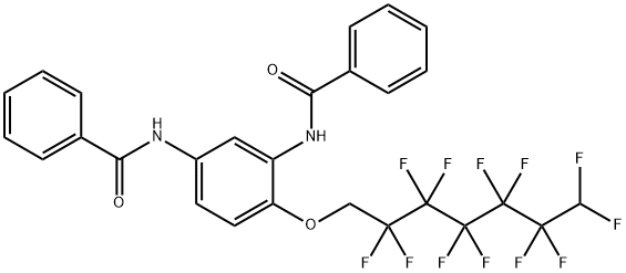 N-[3-benzamido-4-(2,2,3,3,4,4,5,5,6,6,7,7-dodecafluoroheptoxy)phenyl]benzamide Structural