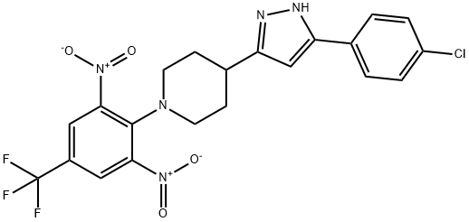Piperidine, 4-[5-(4-chlorophenyl)-1H-pyrazol-3-yl]-1-[2,6-dinitro-4-(trifluoromethyl)phenyl]- Structural