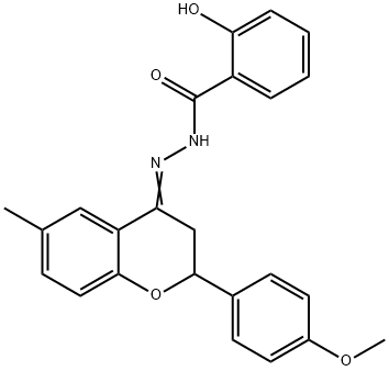 Benzoic acid, 2-hydroxy-, 2-[2,3-dihydro-2-(4-methoxyphenyl)-6-methyl-4H-1-benzopyran-4-ylidene]hydrazide Structural
