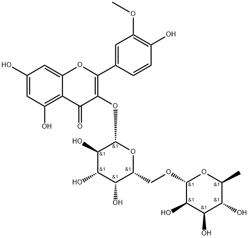 isorhamnetin 3-O-alpha-rhamnopyranosyl-(1-2)-beta-galactopyranoside Structural