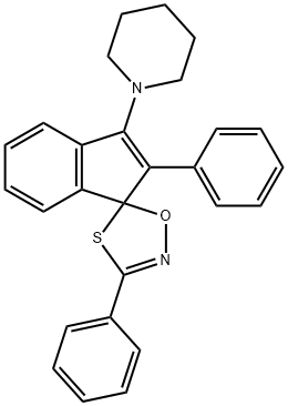 Spiro[1H-indene-1,5'-[1,4,2]oxathiazole], 2,3'-diphenyl-3-(1-piperidinyl)- Structural