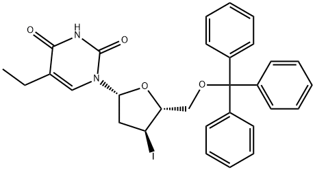Uridine, 2',3'-dideoxy-5-ethyl-3'-iodo-5'-O-(triphenylmethyl)- (9CI) Structural