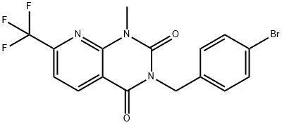 Pyrido[2,3-d]pyrimidine-2,4(1H,3H)-dione, 3-[(4-bromophenyl)methyl]-1-methyl-7-(trifluoromethyl)- Structural