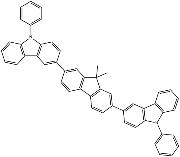 OC1077, 3,3'-(9,9-dimethyl-9H-fluorene-2,7-diyl)bis(9-phenyl-9H-carbazole) Structural