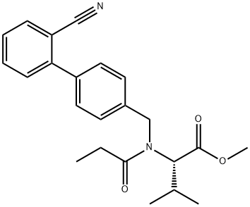 L-Valine, N-[(2'-cyano[1,1'-biphenyl]-4-yl)methyl]-N-(1-oxopropyl)-, methyl ester Structural