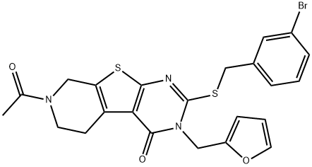 Pyrido[4',?3':4,?5]?thieno[2,?3-?d]?pyrimidin-?4(3H)?-?one, 7-?acetyl-?2-?[[(3-?bromophenyl)?methyl]?thio]?-?3-?(2-?furanylmethyl)?-?5,?6,?7,?8-?tetrahydro- Structural