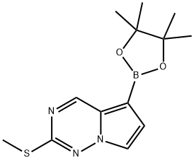 Pyrrolo[2,1-f][1,2,4]triazine, 2-(methylthio)-5-(4,4,5,5-tetramethyl-1,3,2-dioxaborolan-2-yl)- Structural