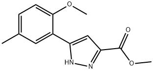 JR-14075, Methyl 3-(2-methoxy-5-methylphenyl)-1H-pyrazole-5-carboxylate, 97% Structural