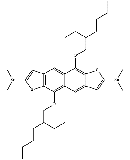 Stannane, 1,1'-[5,10-bis[(2-ethylhexyl)oxy]naphtho[2,3-b:6,7-b']dithiophene-2,7-diyl]bis[1,1,1-trimethyl- Structural