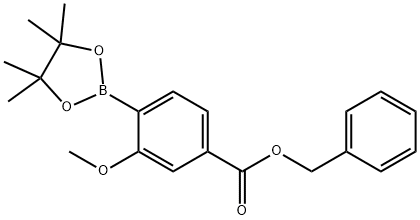 Benzoic acid, 3-methoxy-4-(4,4,5,5-tetramethyl-1,3,2-dioxaborolan-2-yl)-, phenylmethyl ester Structural