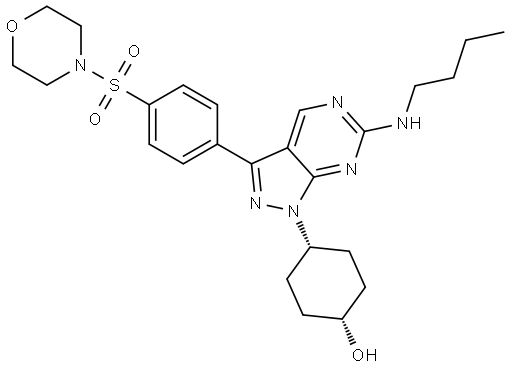 Cyclohexanol, 4-[6-(butylamino)-3-[4-(4-morpholinylsulfonyl)phenyl]-1H-pyrazolo[3,4-d]pyrimidin-1-yl]-, cis- Structural