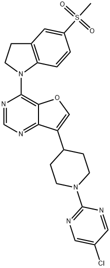 Furo[3,2-d]pyrimidine, 7-[1-(5-chloro-2-pyrimidinyl)-4-piperidinyl]-4-[2,3-dihydro-5-(methylsulfonyl)-1H-indol-1-yl]- Structural