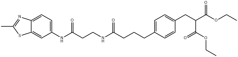 Propanedioic acid, 2-[[4-[4-[[3-[(2-methyl-6-benzothiazolyl)amino]-3-oxopropyl]amino]-4-oxobutyl]phenyl]methyl]-, 1,3-diethyl ester Structural