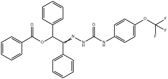 Hydrazinecarboxamide, 2-[2-(benzoyloxy)-1,2-diphenylethylidene]-N-[4-(trifluoromethoxy)phenyl]- Structural