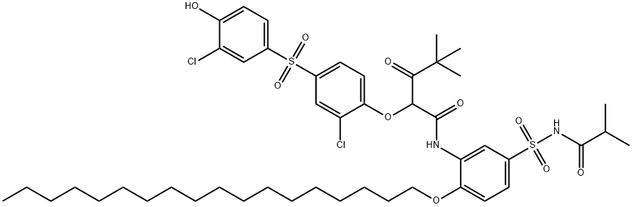 Pentanamide, 2-[2-chloro-4-[(3-chloro-4-hydroxyphenyl)sulfonyl]phenoxy]-4,4-dimethyl-N-[5-[[(2-methyl-1-oxopropyl)amino]sulfonyl]-2-(octadecyloxy)phenyl]-3-oxo- Structural