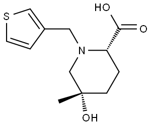 rel-(2S,5S)-5-hydroxy-5-methyl-1-(thiophen-3-ylmethyl)piperidine-2-carboxylic acid Structural