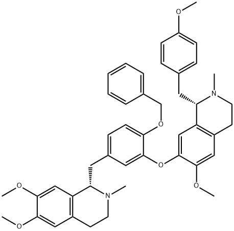 Isoquinoline, 1,2,3,4-tetrahydro-6,7-dimethoxy-2-methyl-1-[[4-(phenylmethoxy)-3-[[(1S)-1,2,3,4-tetrahydro-6-methoxy-1-[(4-methoxyphenyl)methyl]-2-methyl-7-isoquinolinyl]oxy]phenyl]methyl]-, (1S)- Structural