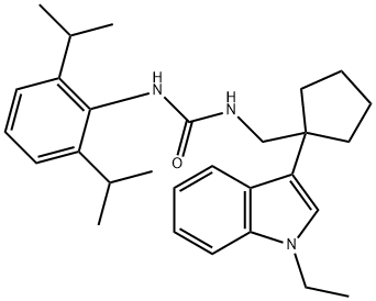 Urea, N-[2,6-bis(1-methylethyl)phenyl]-N'-[[1-(1-ethyl-1H-indol-3-yl)cyclopentyl]methyl]- Structural