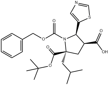 1,2,4-pyrrolidinetricarboxylic acid, 2-(2-methylpropyl)-5-(5-thiazolyl)-, 2-(1,1-dimethylethyl) 1-(phenylmethyl) ester, (2S,4S,5R)- Structural