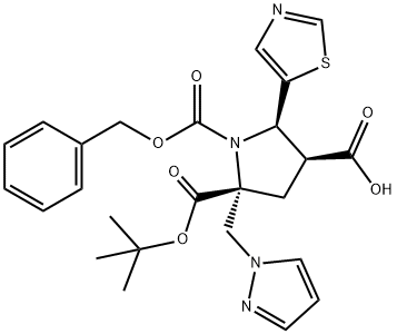 1,2,4-pyrrolidinetricarboxylic acid, 2-(1H-pyrazol-1-ylmethyl)-5-(5-thiazolyl)-, 2-(1,1-dimethylethyl) 1-(phenylmethyl) ester, (2R,4S,5R)-