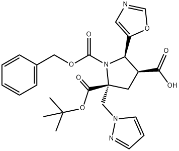 1,2,4-pyrrolidinetricarboxylic acid, 5-(5-oxazolyl)-2-(1H-pyrazol-1-ylmethyl)-, 2-(1,1-dimethylethyl) 1-(phenylmethyl) ester, (2R,4S,5R)-