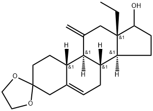 Gon-5-en-3-one, 13-ethyl-17-hydroxy-11-methylene-, cyclic 1,2-ethanediylacetal Structural