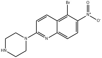 Quinoline, 5-bromo-6-nitro-2-(1-piperazinyl)- Structural