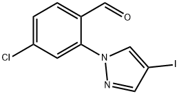 Benzaldehyde, 4-chloro-2-(4-iodo-1H-pyrazol-1-yl)- Structural