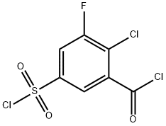 Benzoyl chloride, 2-chloro-5-(chlorosulfonyl)-3-fluoro- Structural