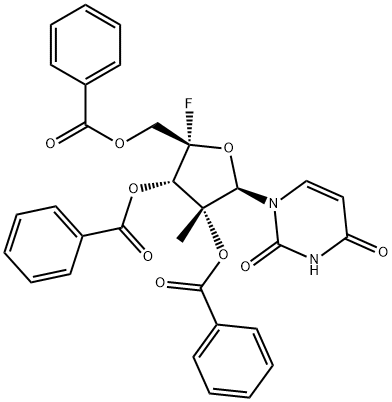 Uridine, 4'-C-fluoro-2'-C-methyl-, 2',3',5'-tribenzoate Structural