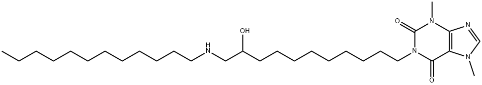 1H-Purine-2,6-dione, 1-[11-(dodecylamino)-10-hydroxyundecyl]-3,7-dihydro-3,7-dimethyl- Structural