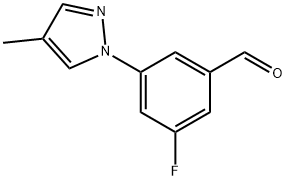 Benzaldehyde, 3-fluoro-5-(4-methyl-1H-pyrazol-1-yl)- Structural