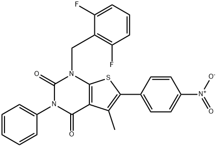 Thieno[2,3-d]pyrimidine-2,4(1H,3H)-dione, 1-[(2,6-difluorophenyl)methyl]-5-methyl-6-(4-nitrophenyl)-3-phenyl- Structural