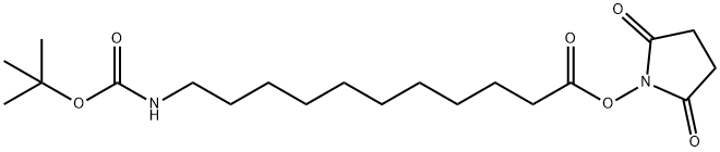 Undecanoic acid, 11-[[(1,1-dimethylethoxy)carbonyl]amino]-, 2,5-dioxo-1-pyrrolidinyl ester Structural