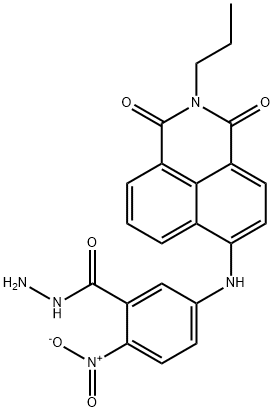 Benzoic acid, 5-[(2,3-dihydro-1,3-dioxo-2-propyl-1H-benz[de]isoquinolin-6-yl)amino]-2-nitro-, hydrazide Structural
