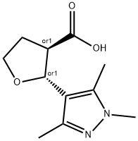 rac-(2R,3R)-2-(trimethyl-1H-pyrazol-4-yl)oxolane-3-carboxylic acid, trans Structural