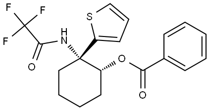 rel-(1S,2R)-2-(thiophen-2-yl)-2-(2,2,2-trifluoroacetamido)cyclohexyl benzoate Structural