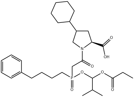 Proline, 4-cyclohexyl-1-[2-[[2-methyl-1-(1-oxopropoxy)propoxy](4-phenylbutyl)phosphinyl]acetyl]- Structural