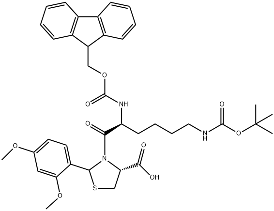 Fmoc-Lys(Boc)-Cys(Psi(Dmp,H)pro)-OH Structural