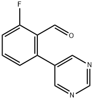 Benzaldehyde, 2-fluoro-6-(5-pyrimidinyl)- Structural